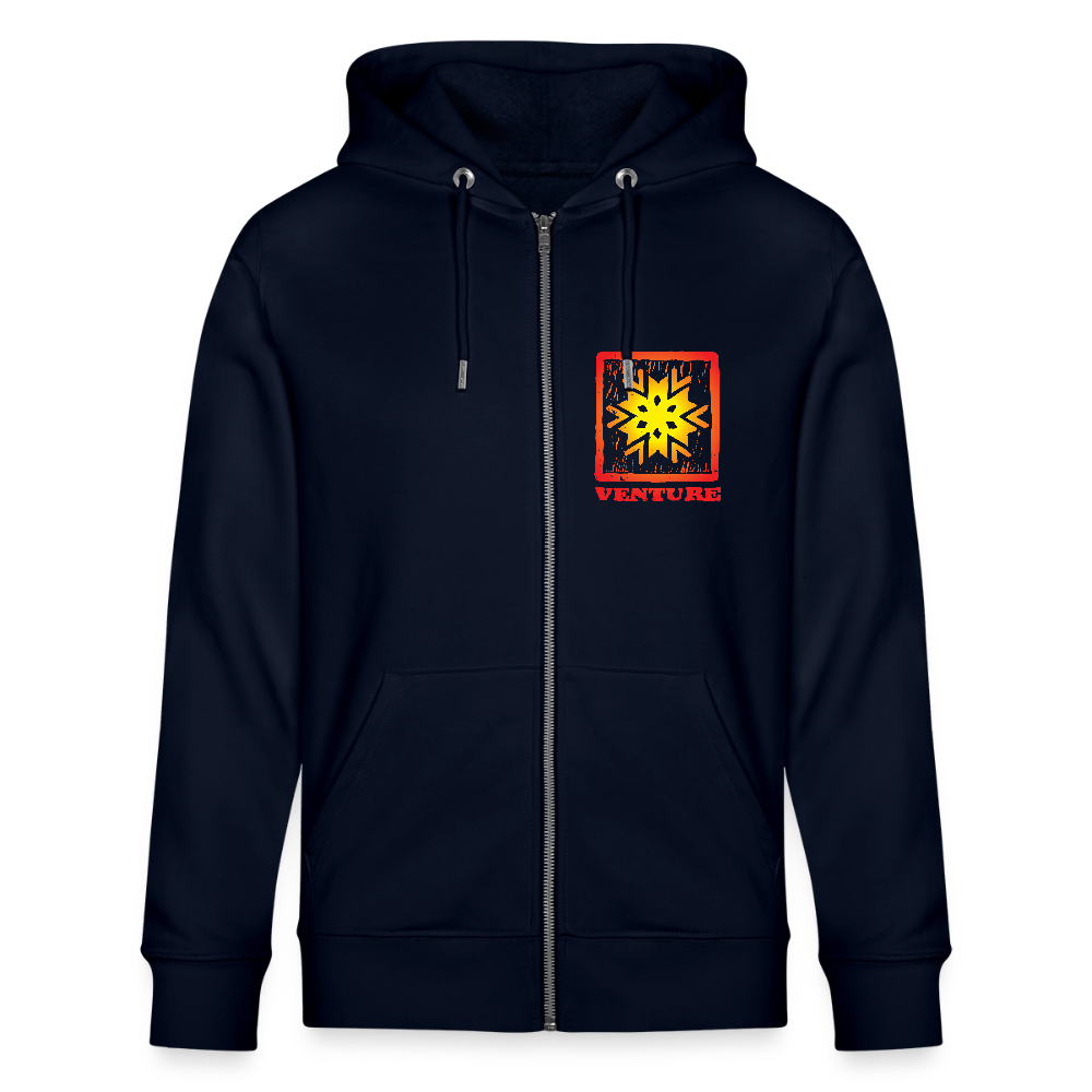 Sunburst Woodcut Unisex Zip Hoodie - french navy