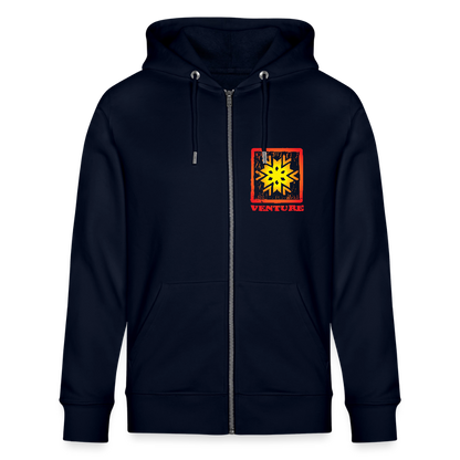 Sunburst Woodcut Unisex Zip Hoodie - french navy