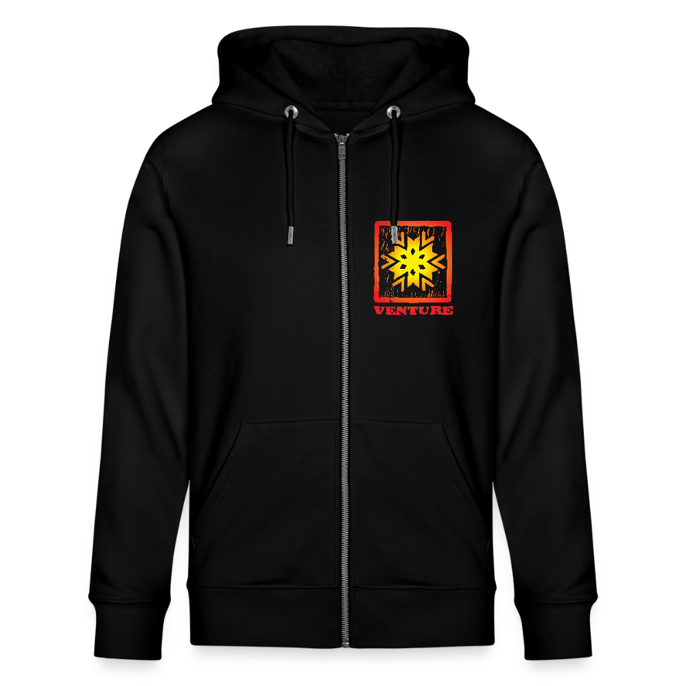 Sunburst Woodcut Unisex Zip Hoodie - black
