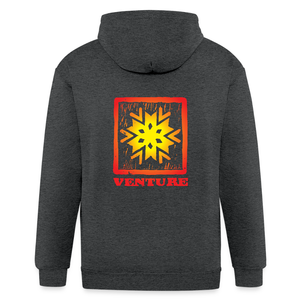 Sunburst Woodcut Zip Hoodie - deep heather