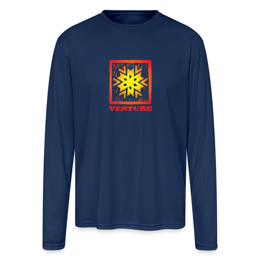 Woodcut Sunburst LS T-Shirt - navy