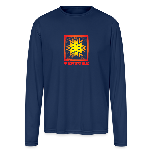 Woodcut Sunburst LS T-Shirt - navy