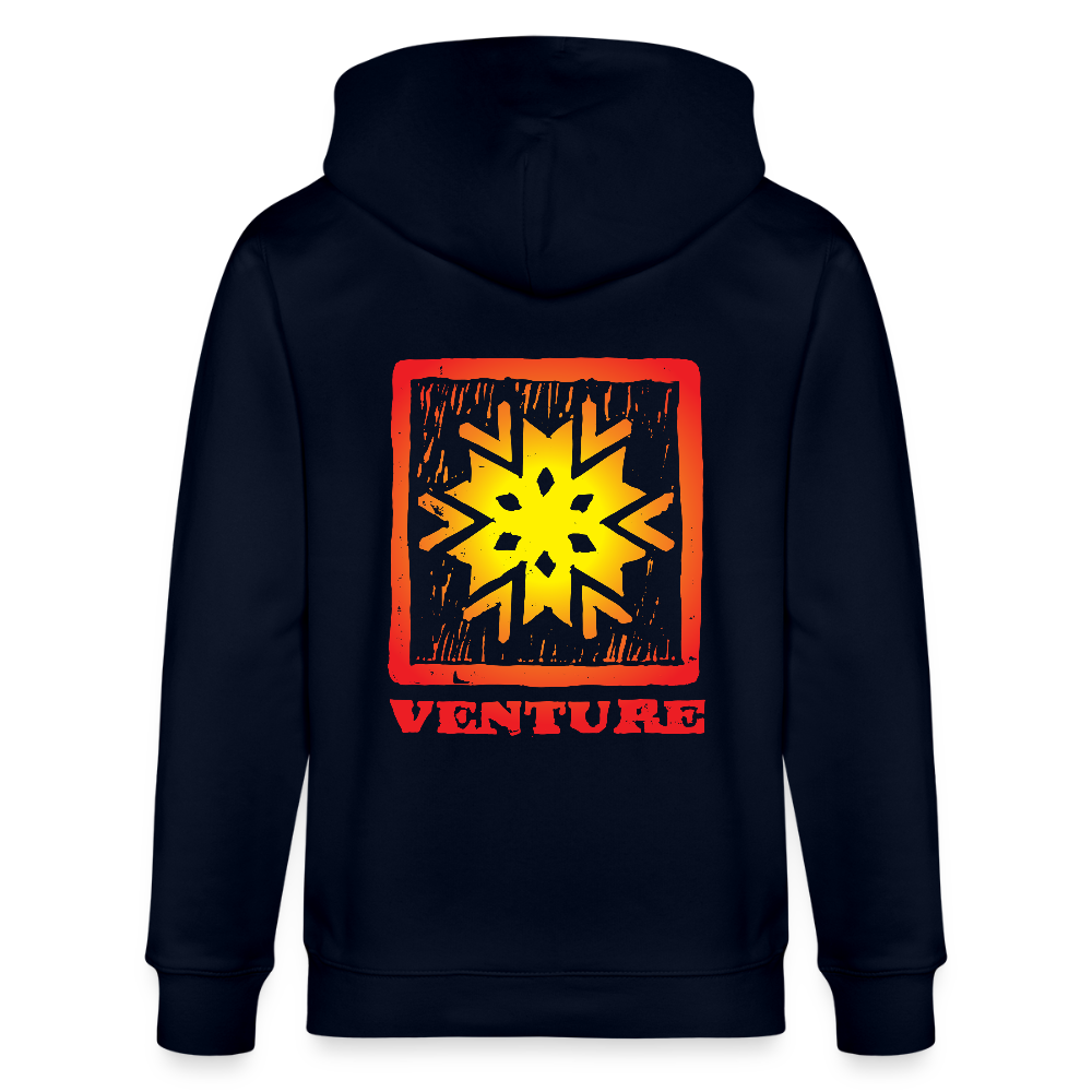 Sunburst Woodcut Unisex Zip Hoodie - french navy