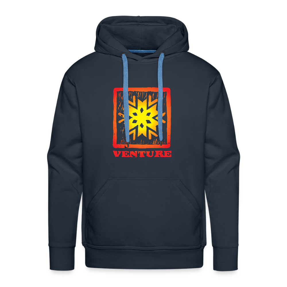 Sunburst Woodcut Pullover Hoodie - navy