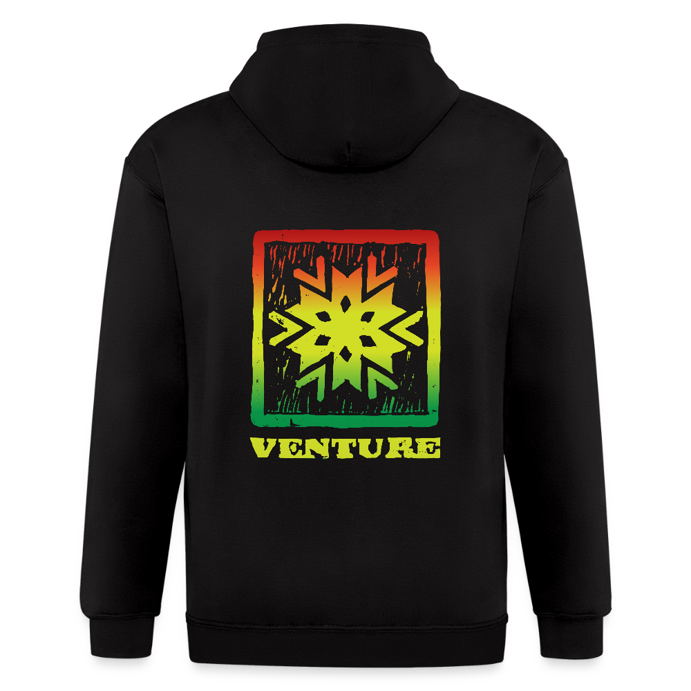 Rasta Woodcut Zip Hoodie - black