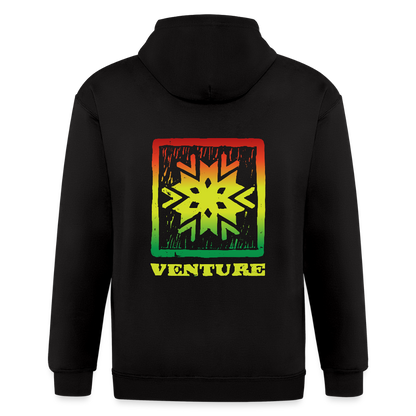 Rasta Woodcut Zip Hoodie - black