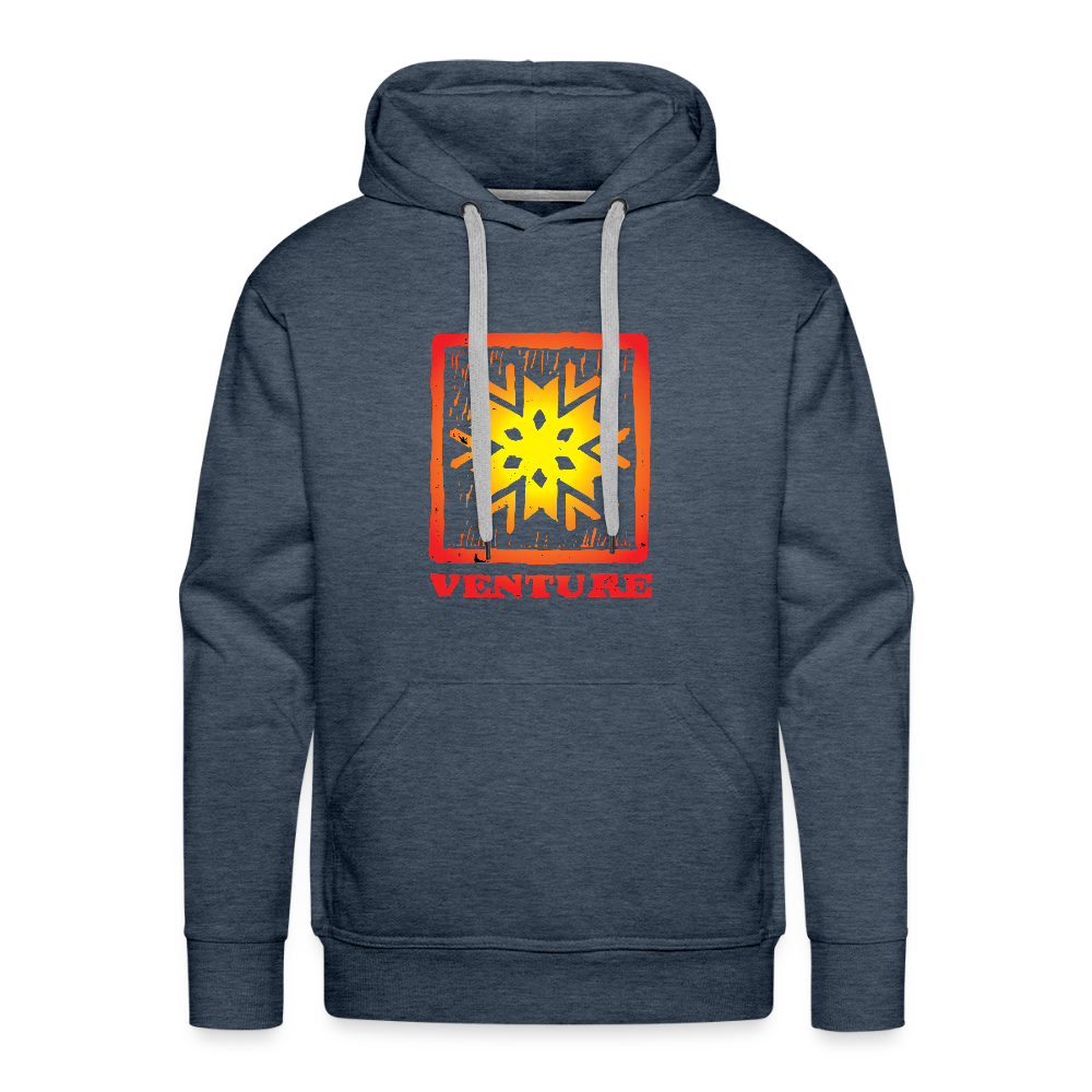 Sunburst Woodcut Pullover Hoodie - heather denim