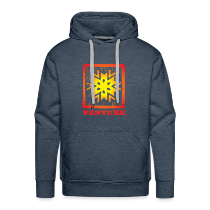 Sunburst Woodcut Pullover Hoodie - heather denim