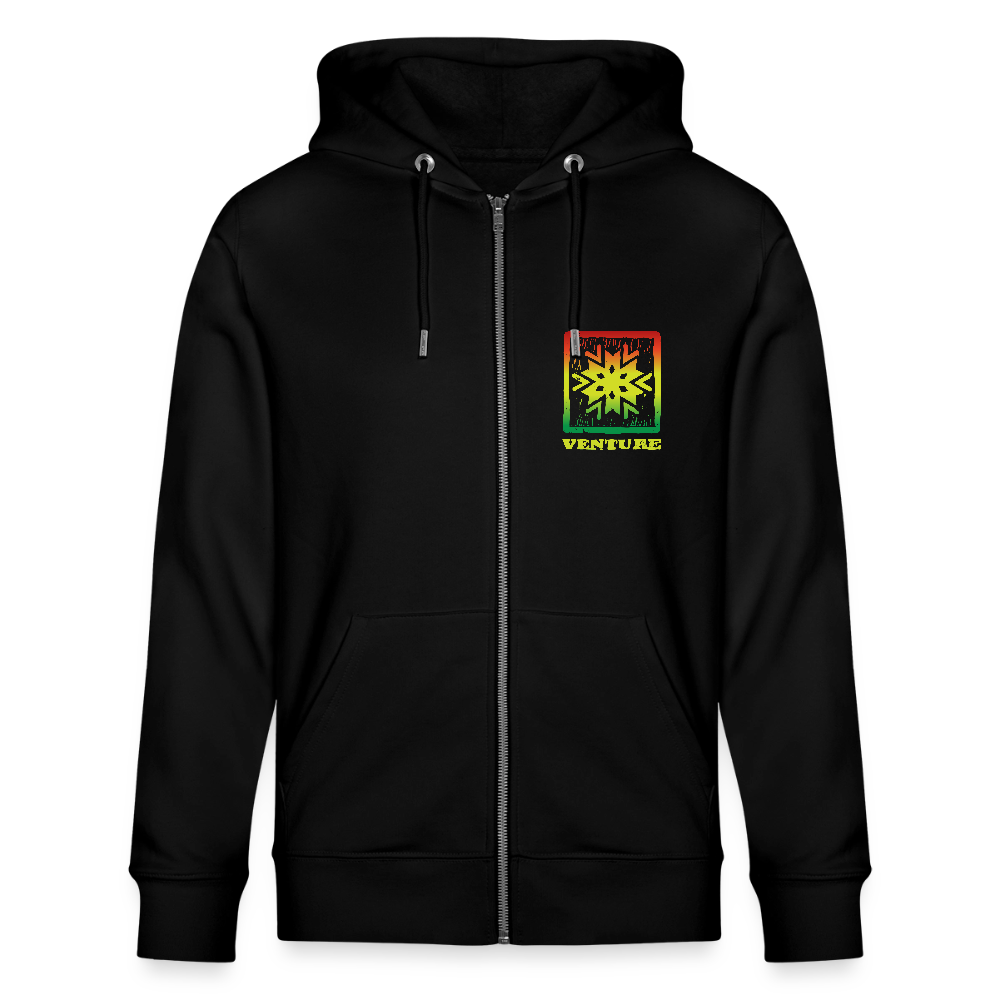 Rasta Woodcut Unisex Zip Hoodie - black