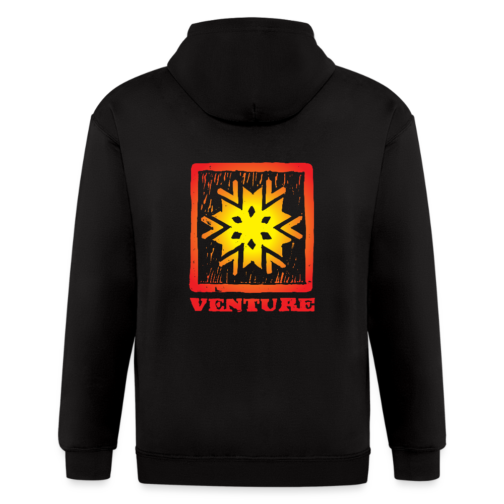 Sunburst Woodcut Zip Hoodie - black