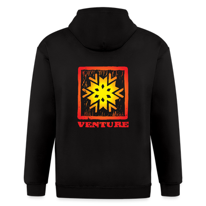 Sunburst Woodcut Zip Hoodie - black
