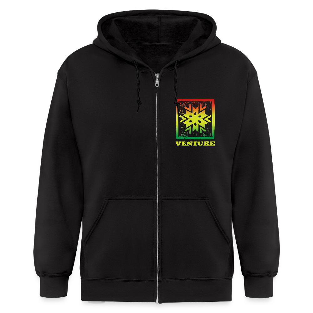 Rasta Woodcut Zip Hoodie - black