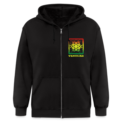 Rasta Woodcut Zip Hoodie - black