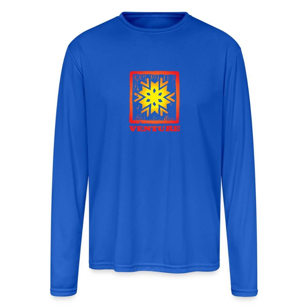 Woodcut Sunburst LS T-Shirt - royal blue