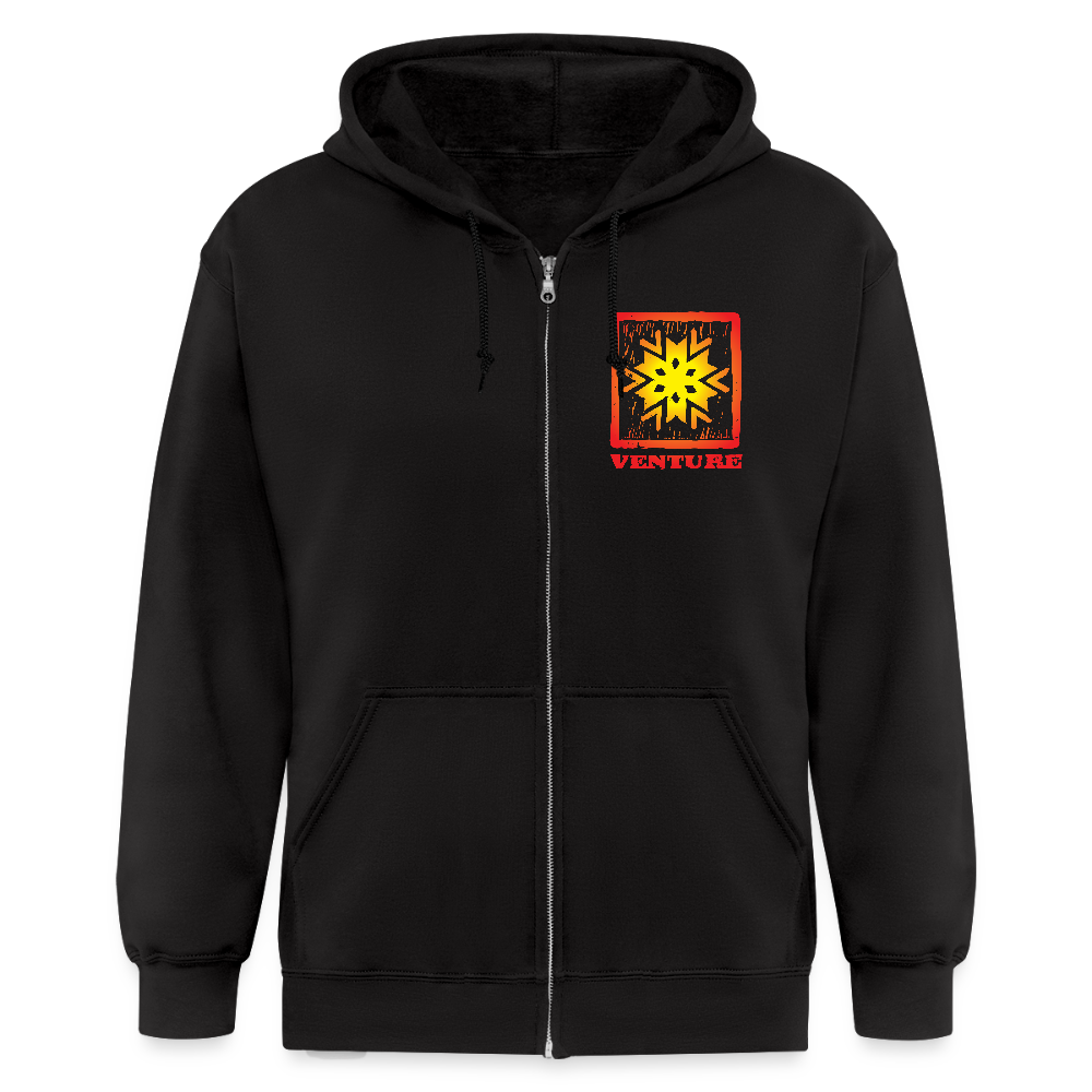 Sunburst Woodcut Zip Hoodie - black