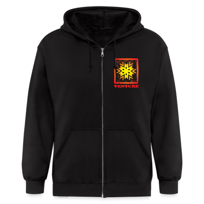 Sunburst Woodcut Zip Hoodie - black