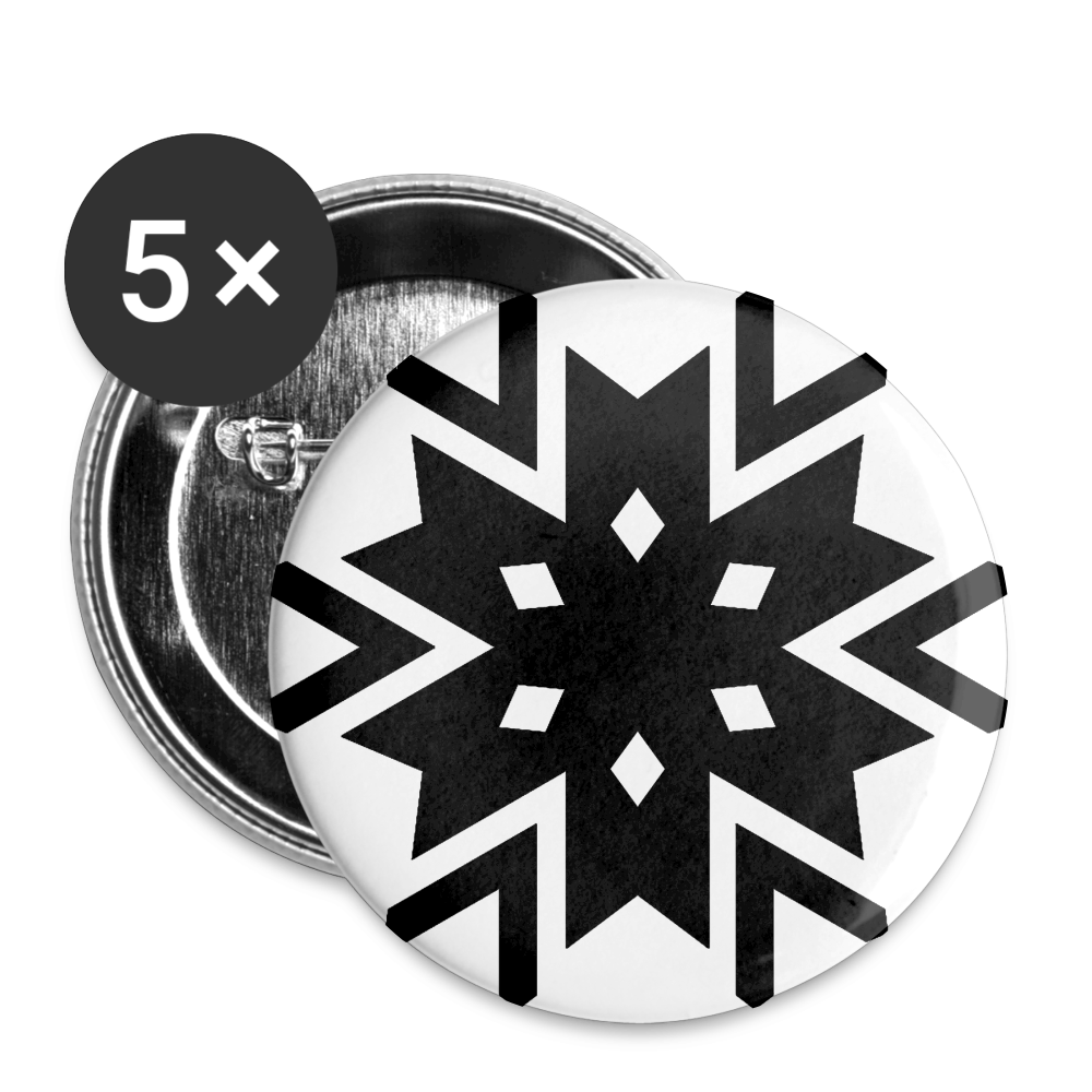 Snowflake Buttons 1'' (5-pack) - white